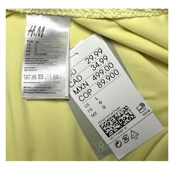 Yellow H&M One-Piece Scoop Neck Bathing Suit | Size Large - Picture 7 of 10